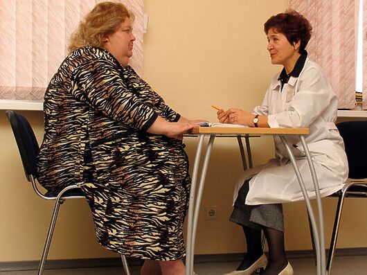 At the consultation of a phlebologist, patients with varicose veins caused by obesity